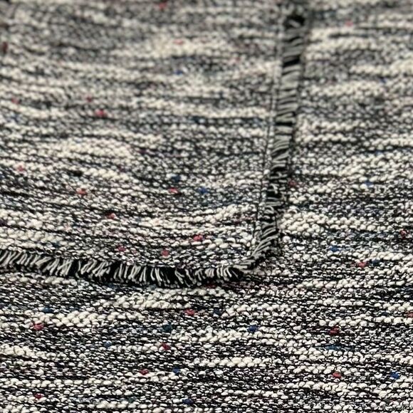 Loft Textured Tweed mini skirt fringe black white gray with pockets chic summer - Picture 3 of 9